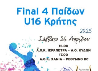 Το Final four μπάσκετ Παίδων Κρήτης θα γίνει στην Ιεράπετρα (26-27 Απριλίου) με την στήριξη της Περιφέρειας Κρήτης