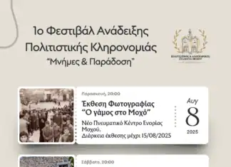 1ο Φεστιβάλ Ανάδειξης Πολιτιστικής Κληρονομιάς “Μνήμες και Παράδοση” 8, 9, 10 Αυγούστου 2025