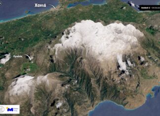 Δορυφορική φωτογραφία από τη χιονοκάλυψη στα Λευκά Όρη